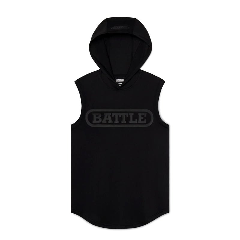 Battle Sleeveless Light Action Hoodie, Black/Black, Medium - Image 1